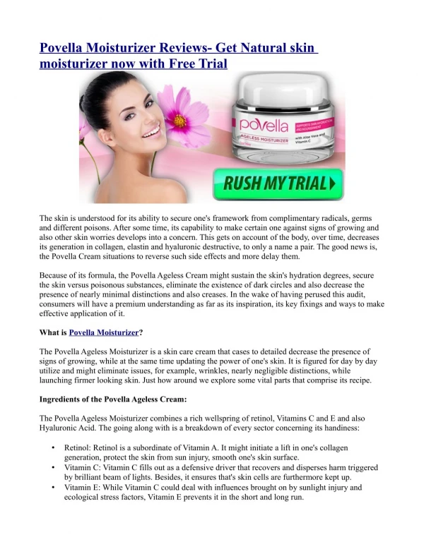 Povella Moisturizer Reviews- Get Natural skin moisturizer now with Free Trial