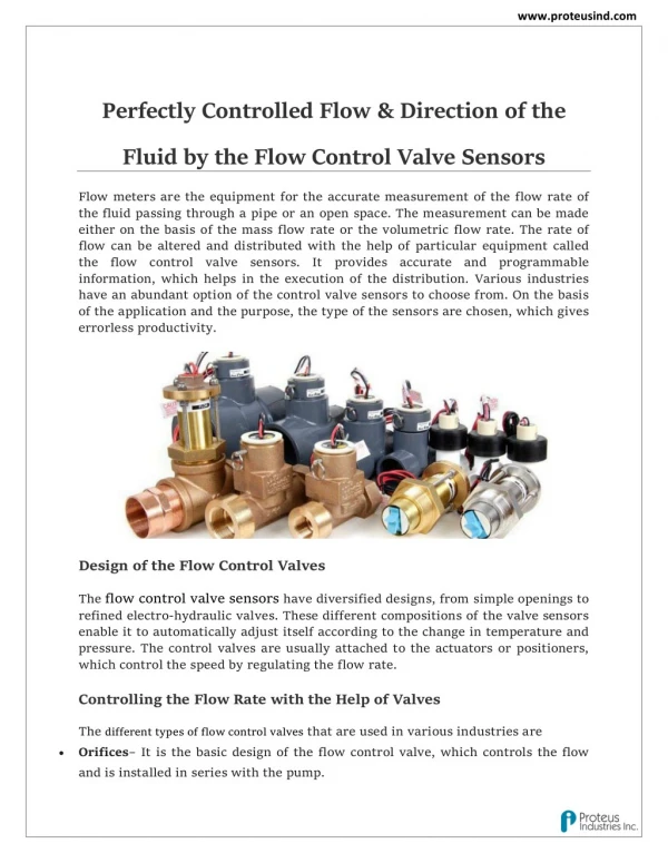 Flow Control Valve Sensors - Proteus Industries
