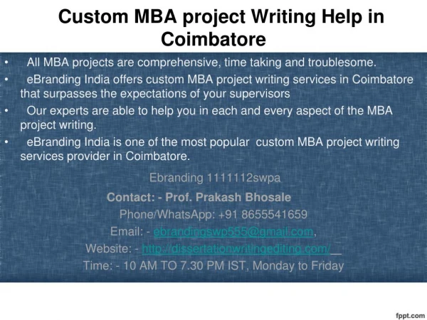 custom mba project writing help in coimbatore