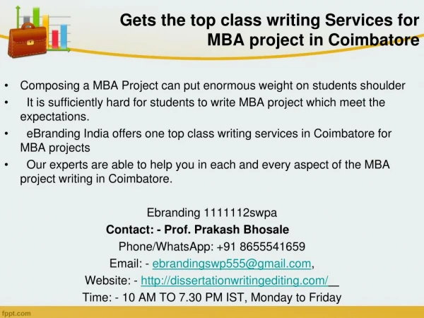 top class writing Services for MBA project in Coimbatore