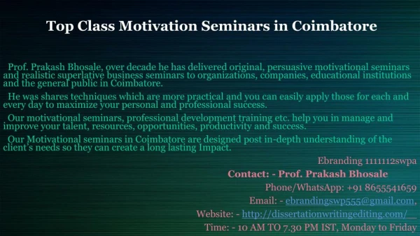 Top Class Motivation Seminars in Coimbatore