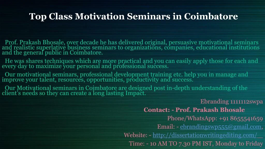 top class motivation seminars in coimbatore
