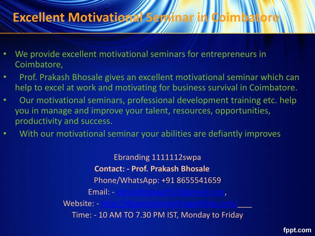 excellent motivational seminar in coimbatore