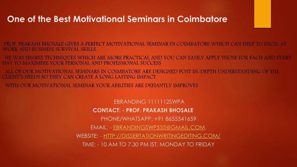 one of the best motivational seminars in coimbatore