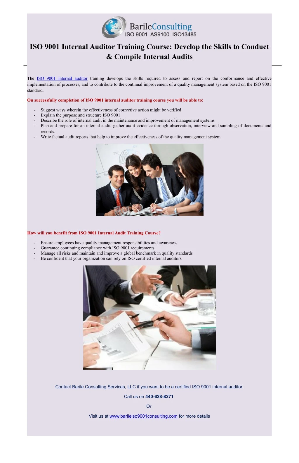 iso 9001 internal auditor training course develop