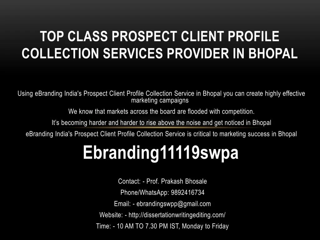 top class prospect client profile collection services provider in bhopal