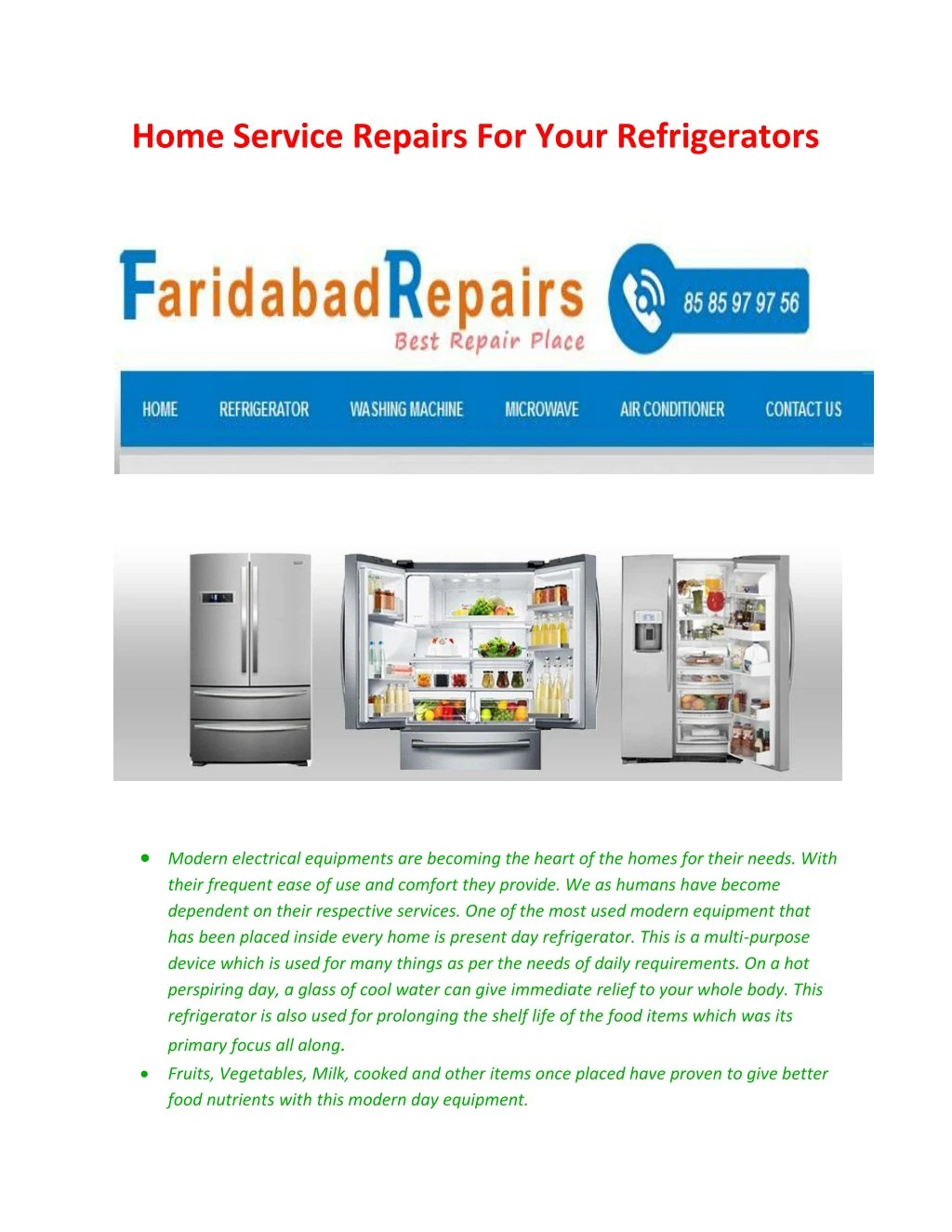 home service repairs for your refrigerators