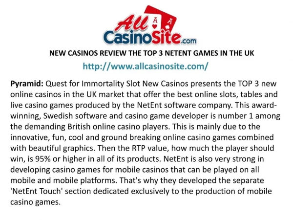 NEW CASINOS REVIEW THE TOP 3 NETENT GAMES IN THE UK