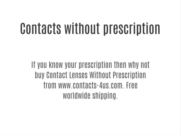 Contacts without prescription