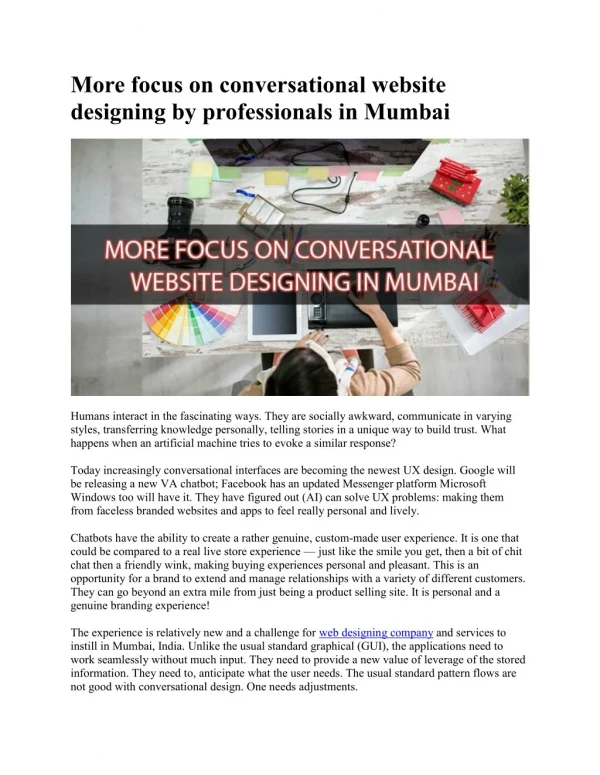More focus on conversational website designing by professionals in Mumbai
