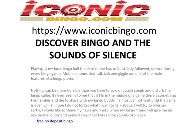DISCOVER BINGO AND THE SOUNDS OF SILENCE