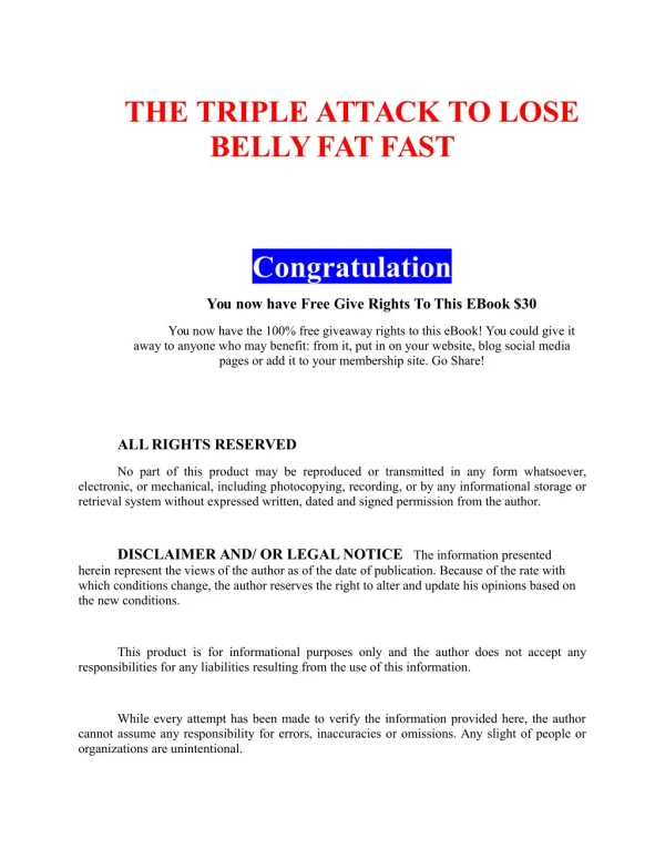 THE TRIPLE ATTACK TO LOSE BELLY FAT FAST
