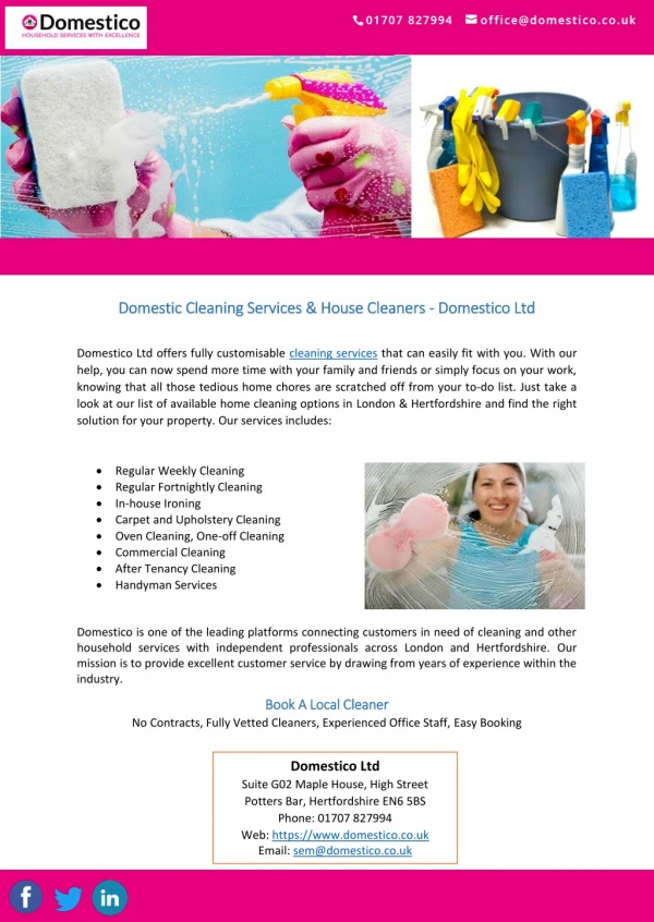 Domestic Cleaning Services & House Cleaners - Domestico Ltd