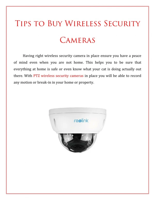 Tips To Buy Wireless Security Cameras