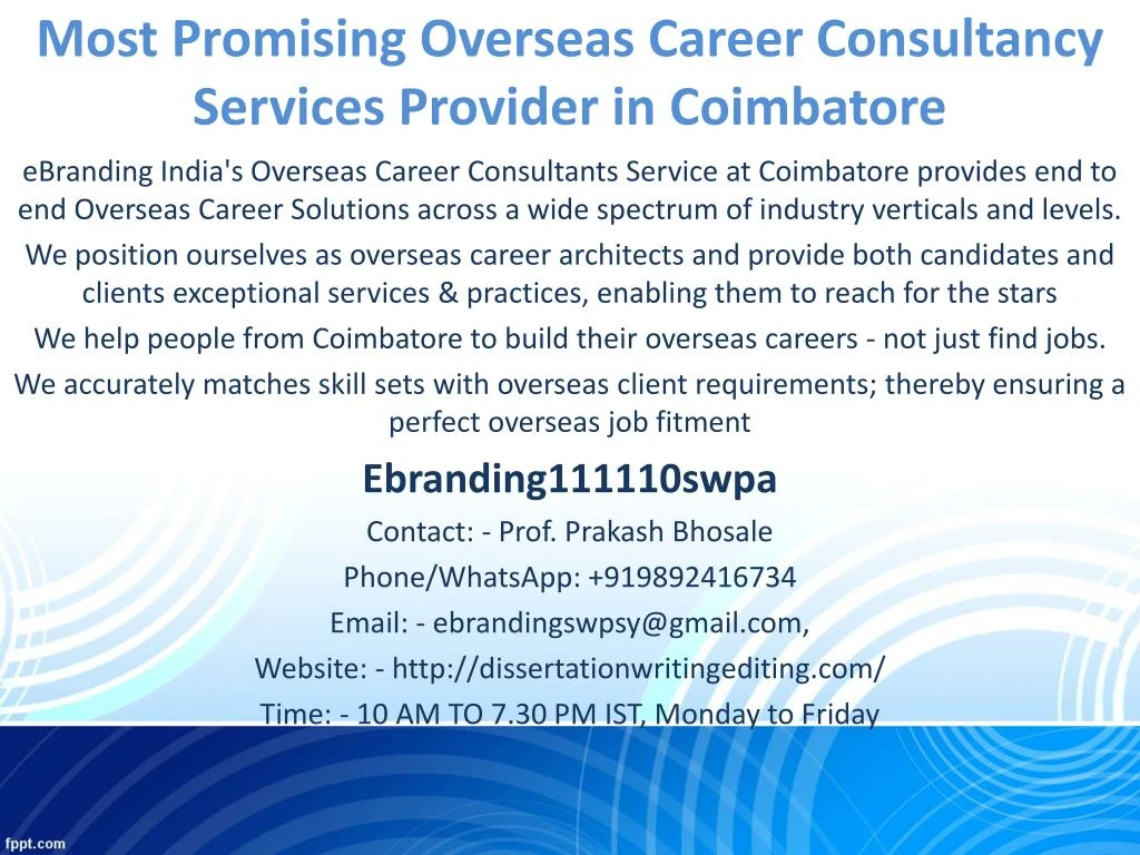 most promising overseas career consultancy services provider in coimbatore