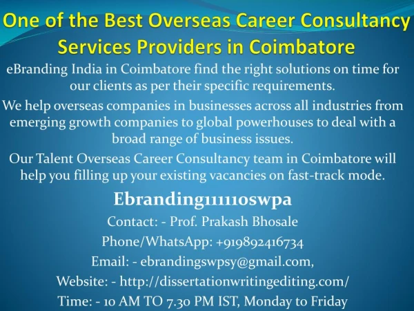One of the Best Overseas Career Consultancy Services Providers in Coimbatore