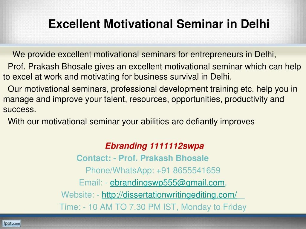 excellent motivational seminar in delhi