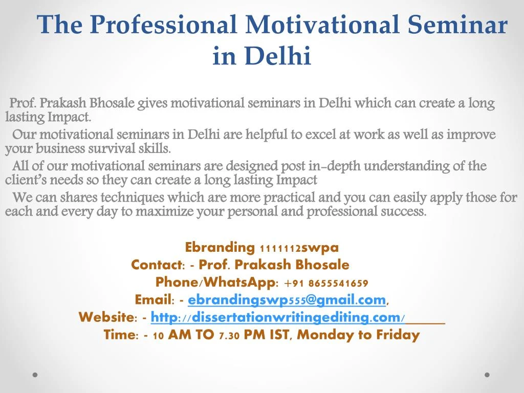 the professional motivational seminar in delhi