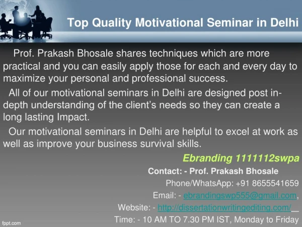 Top Quality Motivational Seminar in Delhi