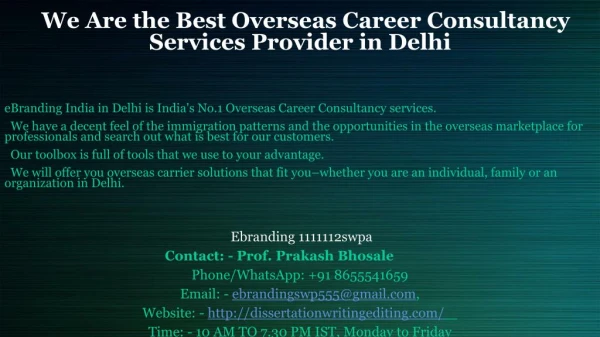 Best Overseas Career Consultancy Services Provider in Delhi