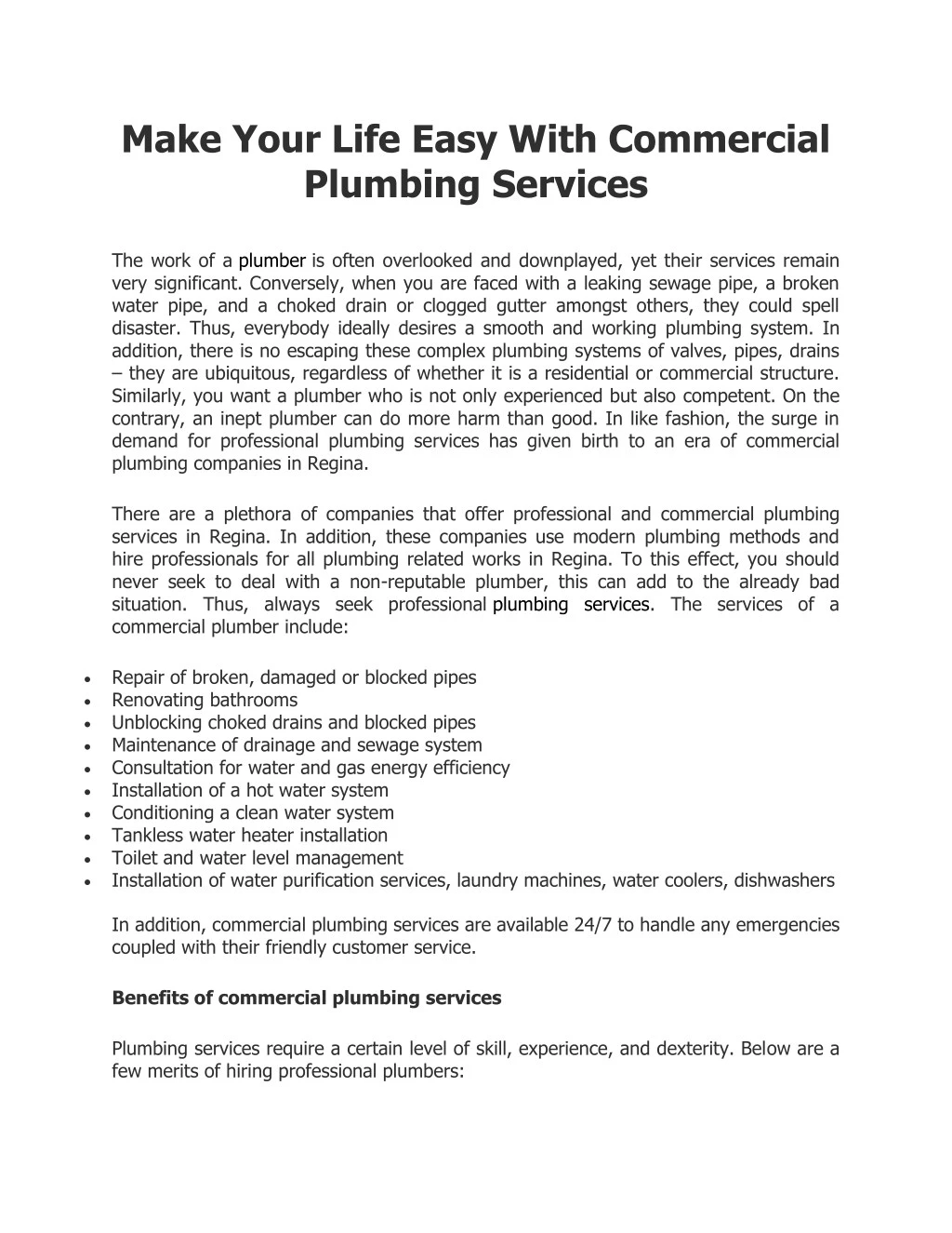 make your life easy with commercial plumbing