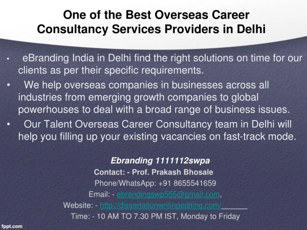 Career Consultancy Services Providers in Delhi