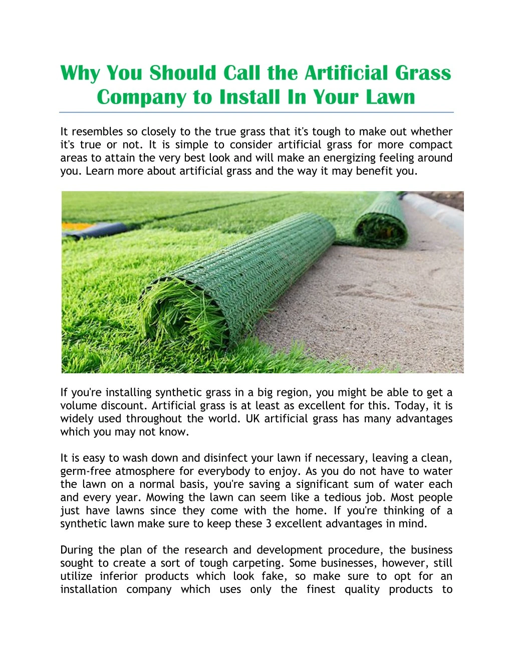why you should call the artificial grass company