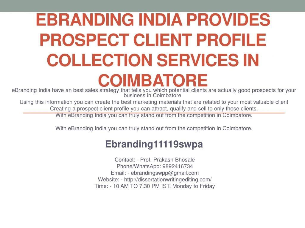 ebranding india provides prospect client profile collection services in coimbatore