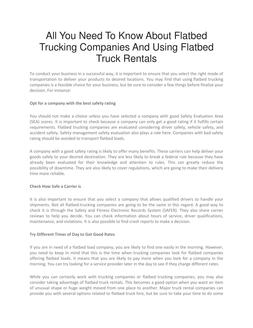 all you need to know about flatbed trucking