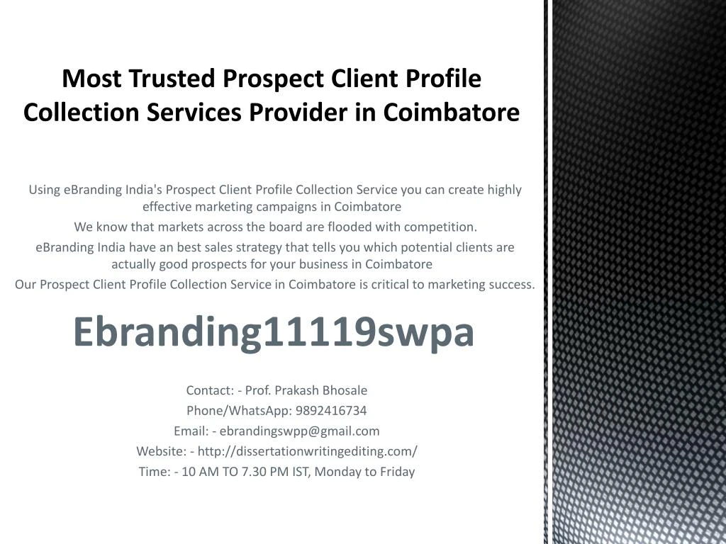 most trusted prospect client profile collection services provider in coimbatore