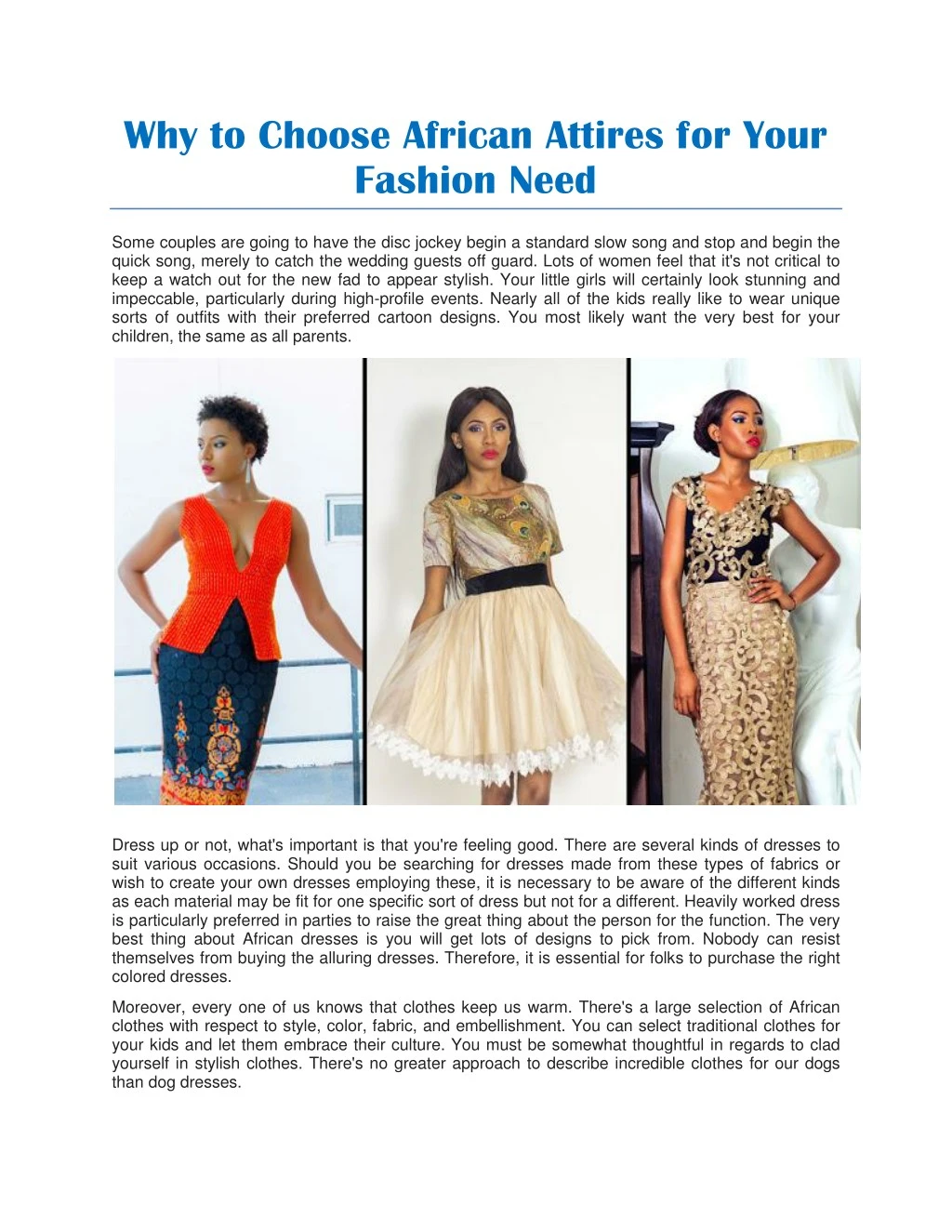 why to choose african attires for your fashion