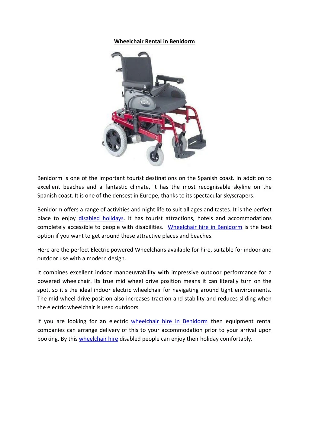 wheelchair rental in benidorm