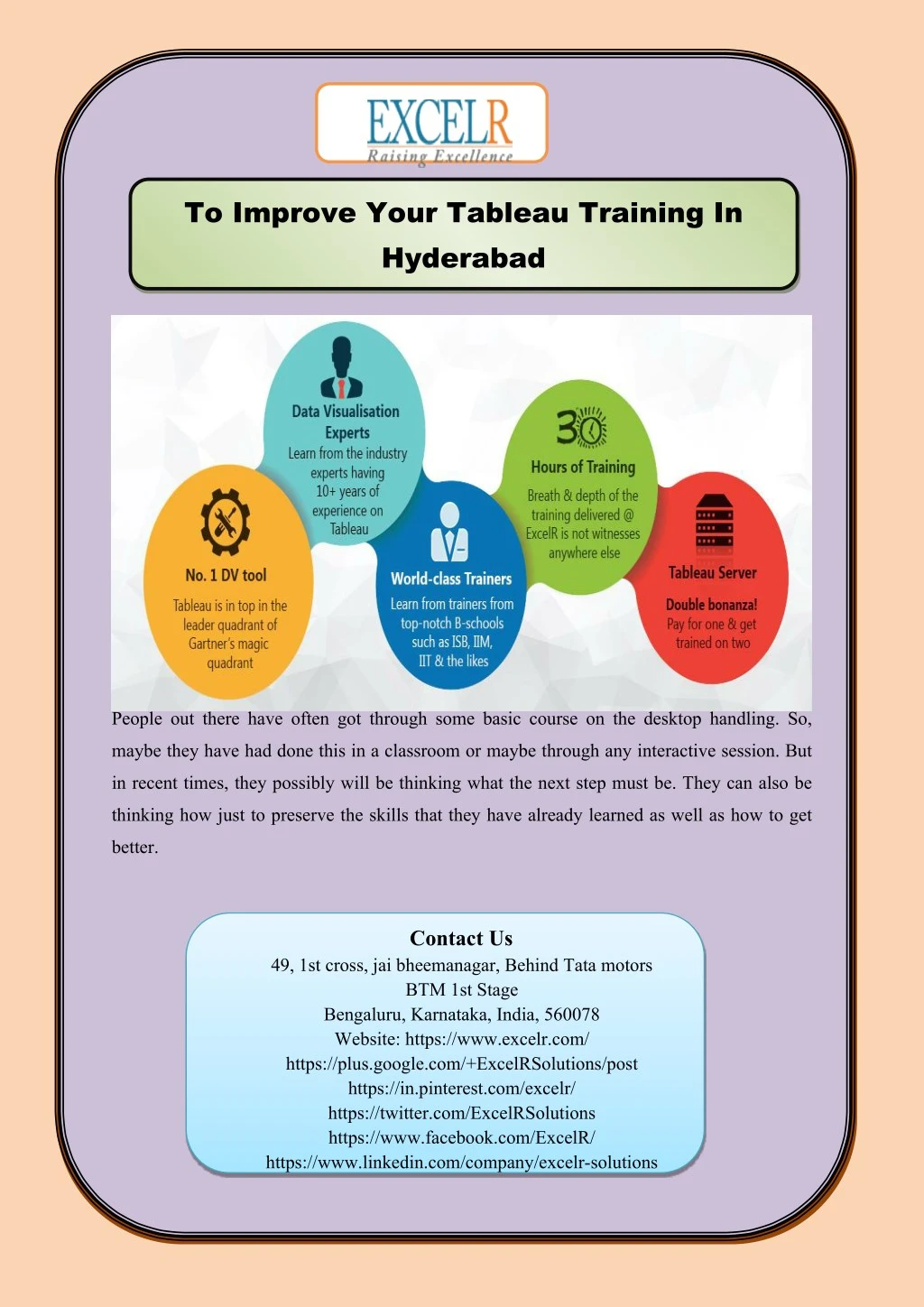 to improve your tableau training in hyderabad