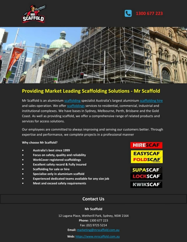 Providing Market Leading Scaffolding Solutions - Mr Scaffold