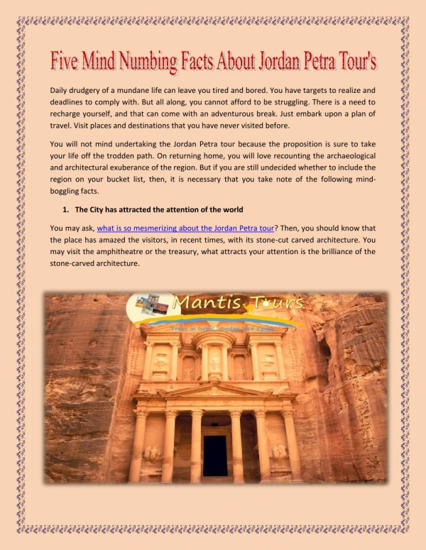 Five Mind Numbing Facts About Jordan Petra Tour's