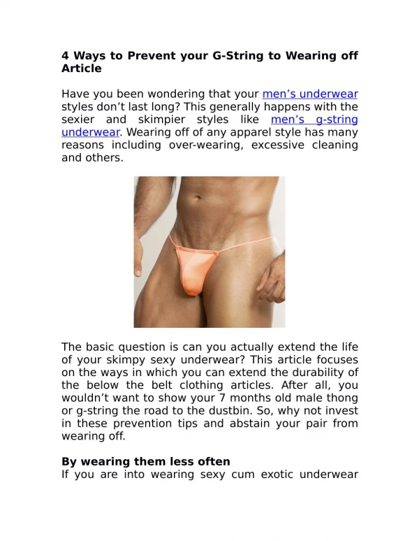4 Ways to Prevent your G-String to Wearing off Article