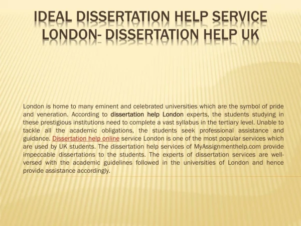 Dissertation Help Service in London
