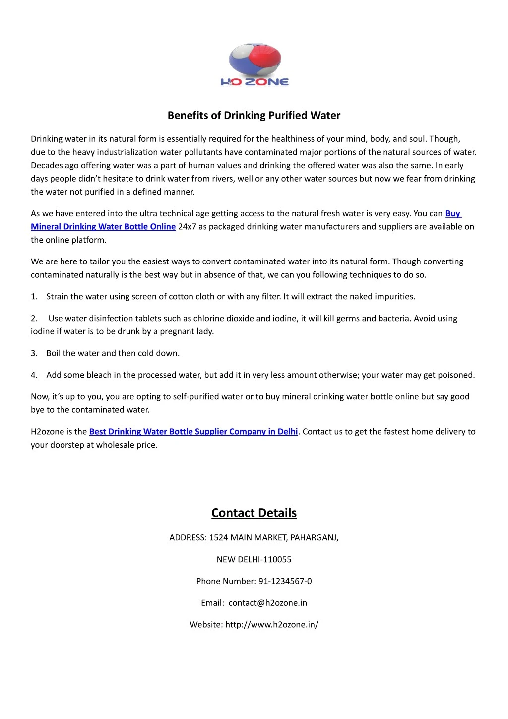 benefits of drinking purified water