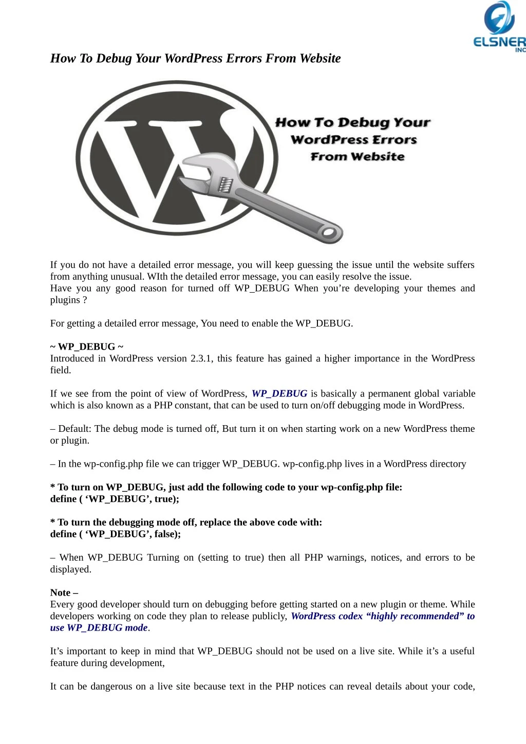 how to debug your wordpress errors from website