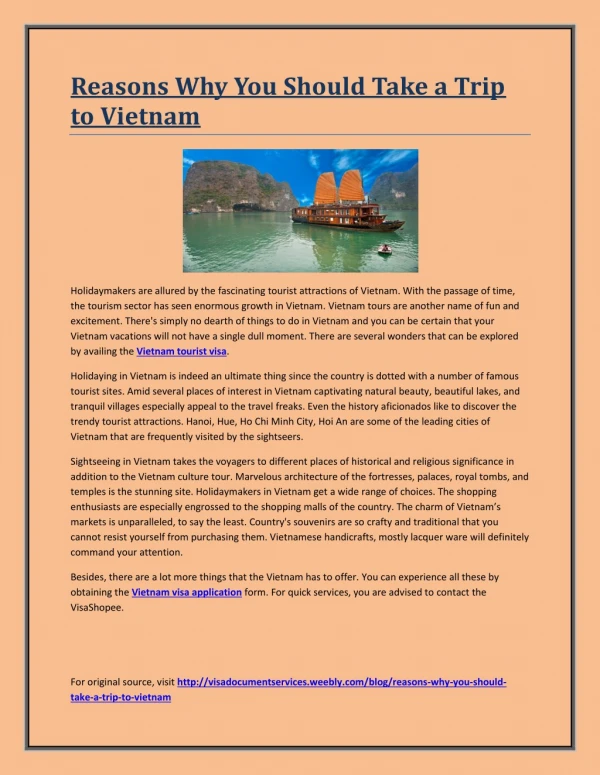 Reasons Why You Should Take a Trip to Vietnam