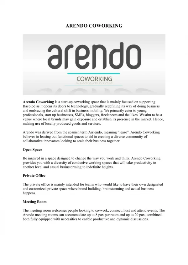 Meaning Of Arendo Coworking