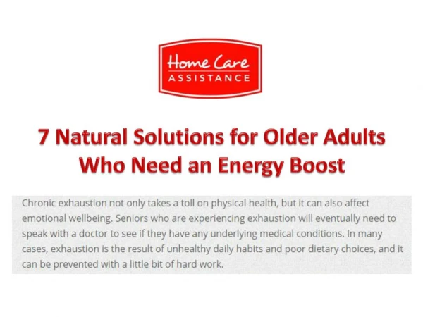 7 Natural Solutions for Older Adults Who Need an Energy Boost