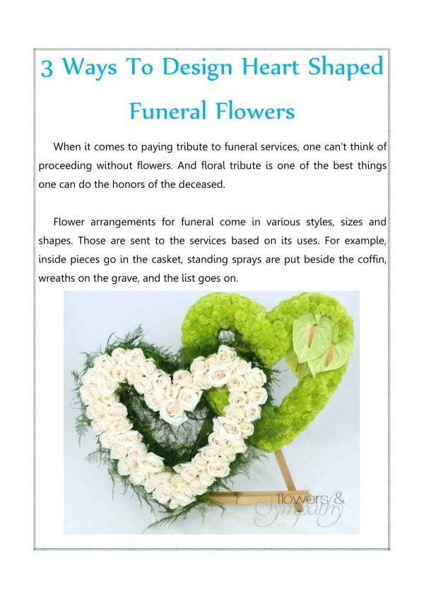 3 Ways To Design Heart Shaped Funeral Flowers