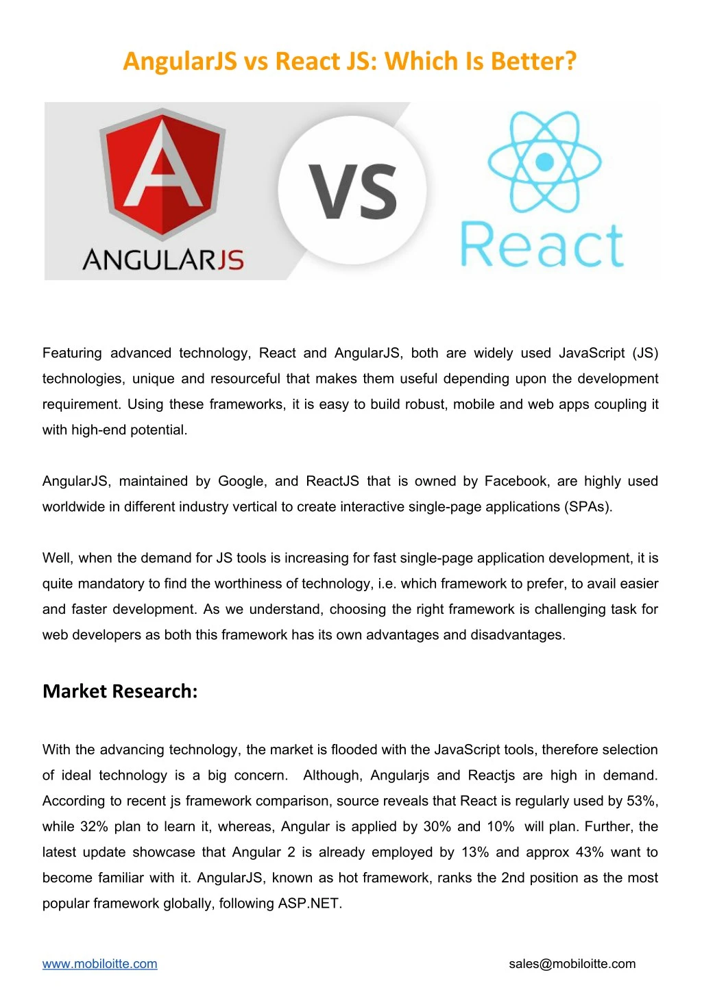 angularjs vs react js which is better