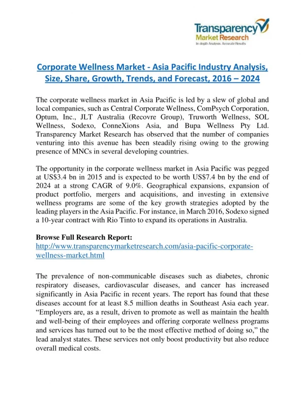 Corporate Wellness Market Research Report by Key Players Analysis
