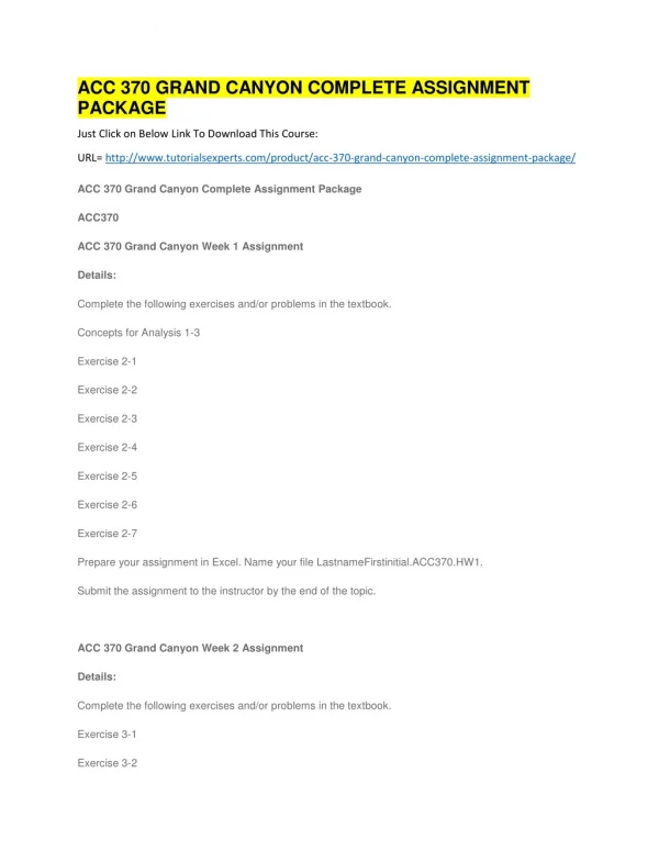 ACC 370 GRAND CANYON COMPLETE ASSIGNMENT PACKAGE