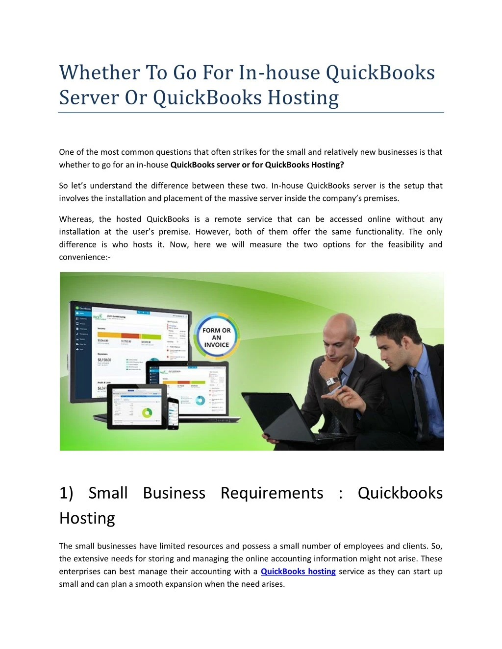 whether to go for in house quickbooks server
