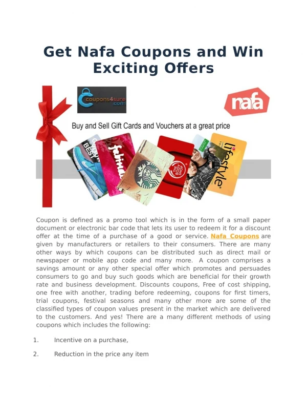 Get Nafa Coupons and Win Exciting Offers