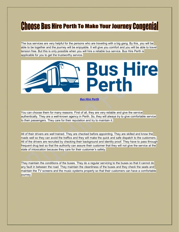 Bus Charter Perth