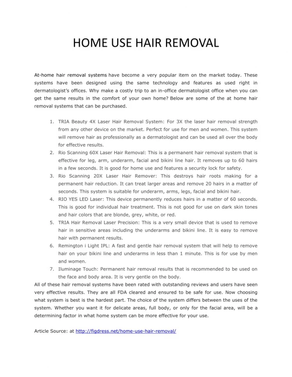 HOME USE HAIR REMOVAL